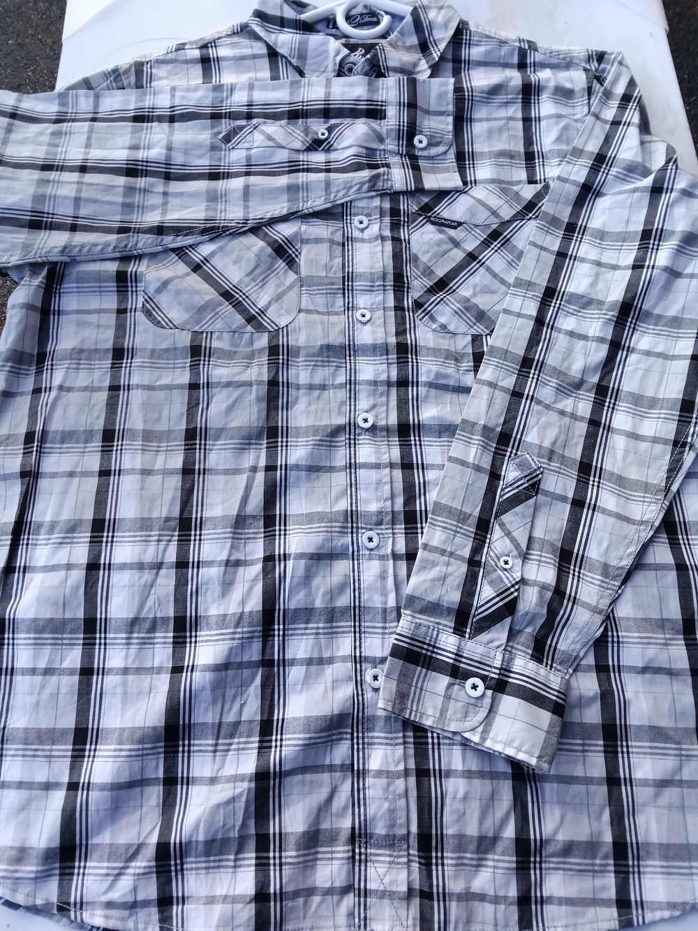 Rocawear Black & White Plaid Button-Down Shirt, By Rocawear